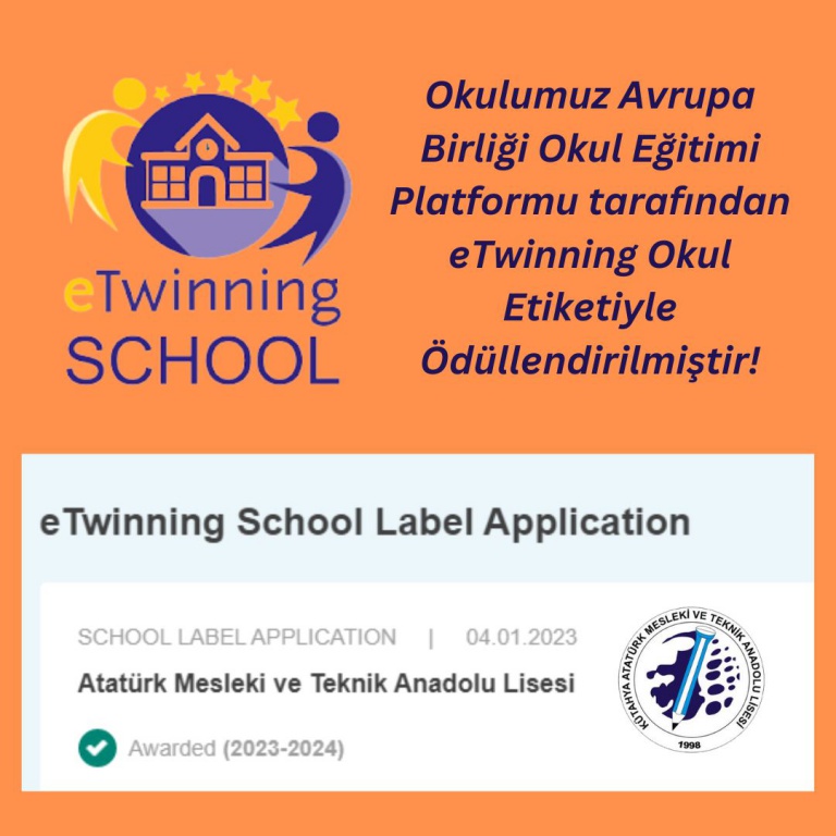 Okulumuz ETwinning Okul Etiketi (eTwinning School Label) Ile ...